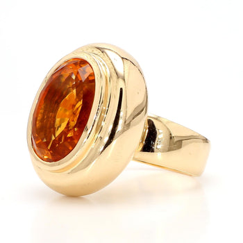 GIA Cert. 11 Carat Oval Citrine Bezel 14K Gold Cocktail Ring – Assay Jewelers