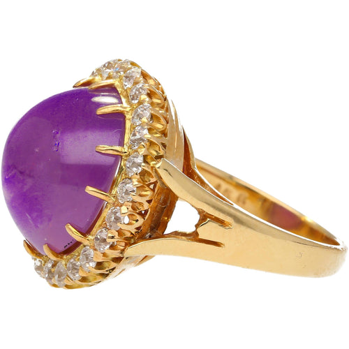 GIA Cert. 14.56 Carat Purple Star Sapphire No Heat Sri Lanka Sunburst Ring