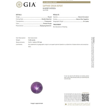 GIA Cert. 14.56 Carat Purple Star Sapphire No Heat Sri Lanka Sunburst Ring – Assay Jewelers
