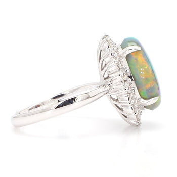 GIA Cert. 5.10 Carat Untreated Black Opal Diamond Halo Platinum Starburst Ring – Assay Jewelers