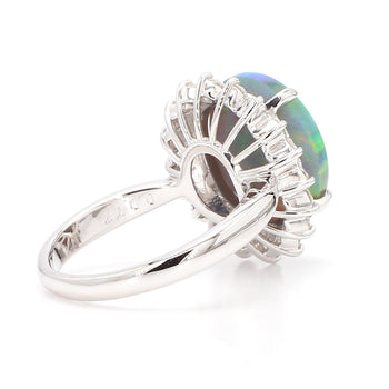 GIA Cert. 5.10 Carat Untreated Black Opal Diamond Halo Platinum Starburst Ring – Assay Jewelers