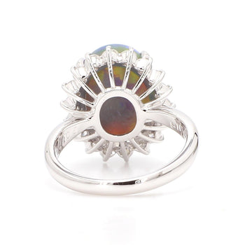 GIA Cert. 5.10 Carat Untreated Black Opal Diamond Halo Platinum Starburst Ring – Assay Jewelers