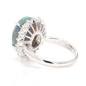 GIA Cert. 5.10 Carat Untreated Black Opal Diamond Halo Platinum Starburst Ring – Assay Jewelers