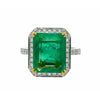 GIA Cert. 8 carat Russian Emerald in 18K White Gold Diamond Halo Ring