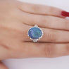 GIA Cert. 8.45 Ct Black Opal Diamond Halo Platinum Ring