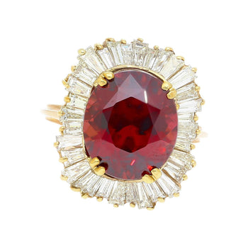GIA Certified 10.40 Carat Red Zircon & Diamond Ballerina Cocktail Ring – Assay Jewelers
