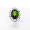 GIA Certified 10.47 Carat Green Oval Cut Tourmaline & Diamond in Platinum Cocktail Ring