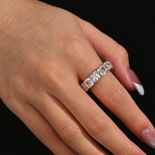 GIA Certified 12.75 Carat Cushion Cut Lab Diamond 18K White Gold Eternity Band