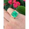 GIA Certified 13 Carat Colombian Emerald Men's Ring in 18K Gold With Princess Cut Diamonds