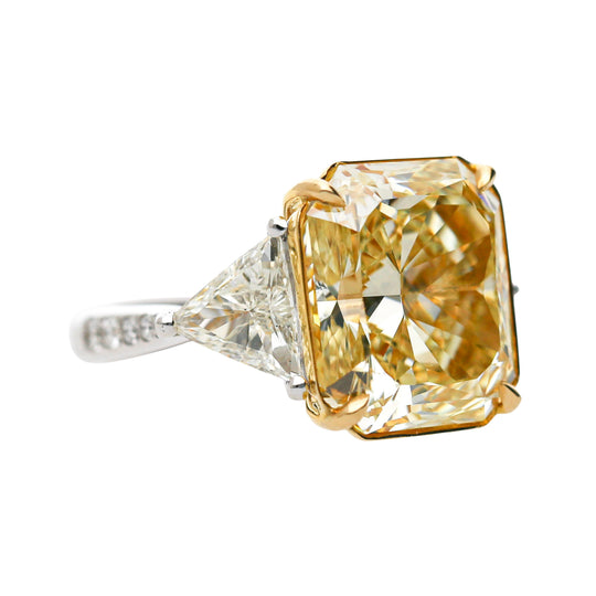GIA Certified 13.03 Carat Flawless Radiant Fancy Yellow Diamond Ring