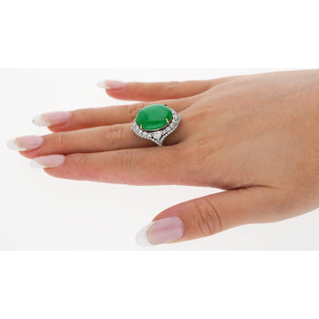 GIA認定 14.68カラット Grade A 翡翠 Ring、ダイヤモンド付き 18Kゴールド – Assay Jewelers