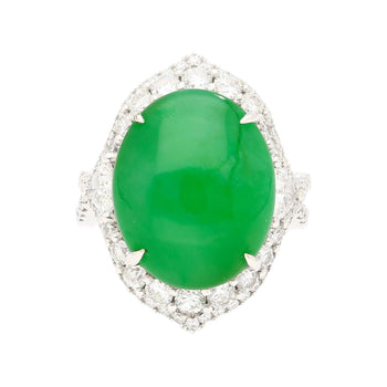 GIA認定 14.68カラット グレードA翡翠 Ring、ダイヤモンド付き18Kゴールド – Assay Jewelers