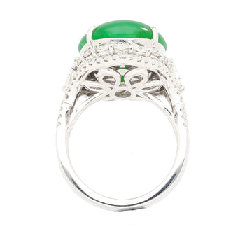 GIA認定 14.68カラットのグレードAジェダイト翡翠Ring、ダイヤモンド付き18Kゴールド – Assay Jewelers