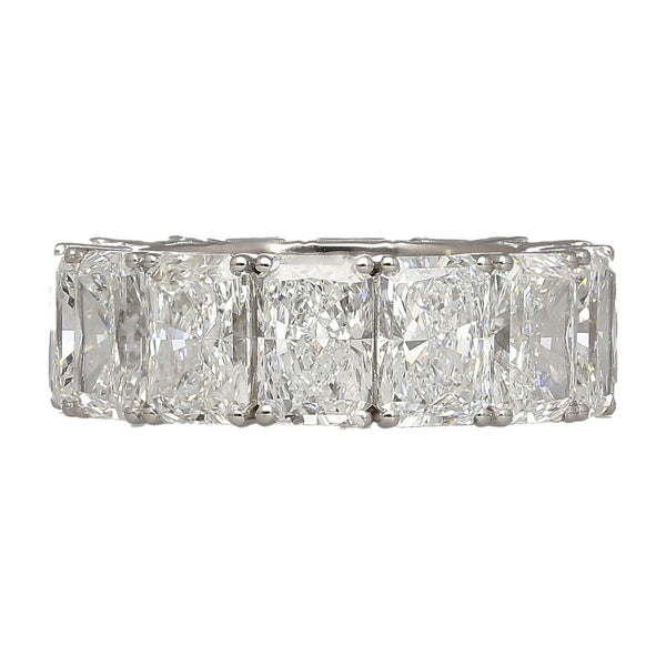 GIA Certified 15.01 Carat Radiant Cut Diamond 18K White Gold Eternity Band