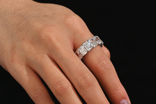 GIA Certified 15.01 Carat Radiant Cut Diamond 18K White Gold Eternity Band