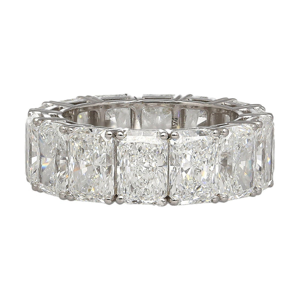 GIA Certified 15.01 Carat Radiant Cut Diamond 18K White Gold Eternity Band