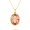GIA Certified 176 Carat Oval Orangy Pink Morganite Bezel Pendant Necklace