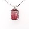 GIA Certified 18.61 Carat Pink Tourmaline & Floral Diamond Pendant Necklace