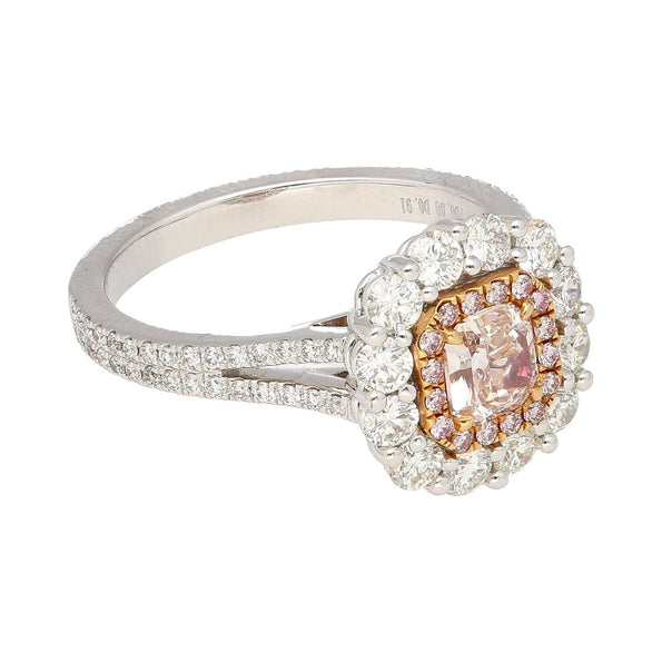GIA Certified 1.51 CTTW Fancy Light Brown Pink Internally Flawless Diamond Ring