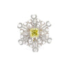 GIA Certified 1.52 Carat Fancy Greenish Yellow Diamond Briolette Snowflake Ring