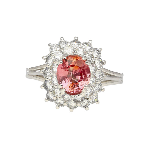 GIA Certified 1.63ct Padparadscha Sapphire & Diamond Ring