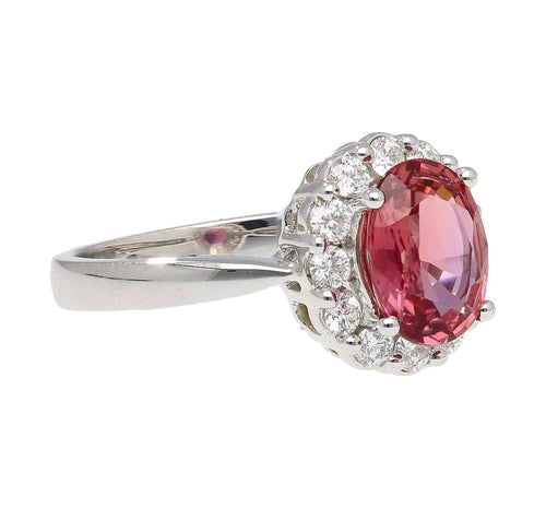 GIA Certified 1.81 Carat No-heat Padparadscha Sapphire & Diamond Ring