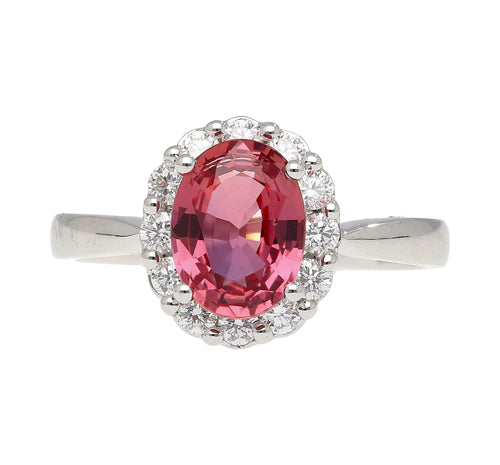 GIA Certified 1.81 Carat No-heat Padparadscha Sapphire & Diamond Ring
