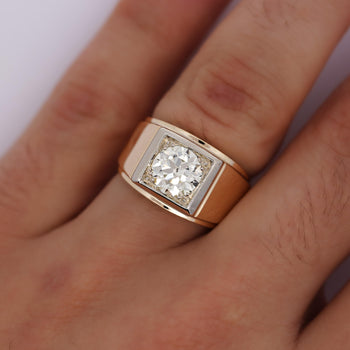 GIA Certified 2 Carat Diamond in 14K Gold Solitaire Men's Ring – Assay Jewelers