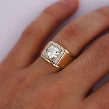 GIA Certified 2 Carat Diamond in 14K Gold Solitaire Men's Ring – Assay Jewelers