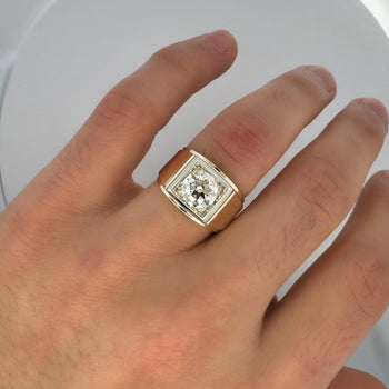 GIA Certified 2 Carat Diamond in 14K Gold Solitaire Men's Ring – Assay Jewelers