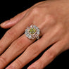 GIA Certified 2.02 Carat Cushion Cut Fancy Greenish Yellow Diamond Ring