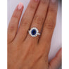 GIA Certified 2.18 Carat Oval Blue Sapphire & Diamond Platinum Bypass Halo Ring