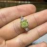 GIA Certified 2.22 Carat Fancy Yellow-Green Radiant Cut Diamond 3 Stone Ring in 18K White Gold