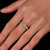 GIA Certified 2.22 Carat Fancy Yellow-Green Radiant Cut Diamond 3 Stone Ring in 18K White Gold