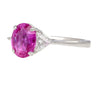 GIA Certified 2.31 Carat Pink Sapphire Oval & Diamond 3-Stone Ring
