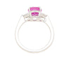 GIA Certified 2.31 Carat Pink Sapphire Oval & Diamond 3-Stone Ring