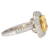 GIA Certified 2.35 Fancy Yellow Diamond Ring With 1.0 CTW Diamond Cluster in 18K White Gold