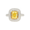 GIA Zertifiziert 2,35 Fancy Yellow Diamant Ring mit 1,0 CTW Diamant Cluster in 18K Weißgold