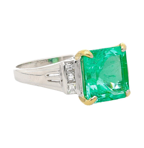 GIA Certified 2.91 Carat Colombian Emerald & Diamond Platinum Ring