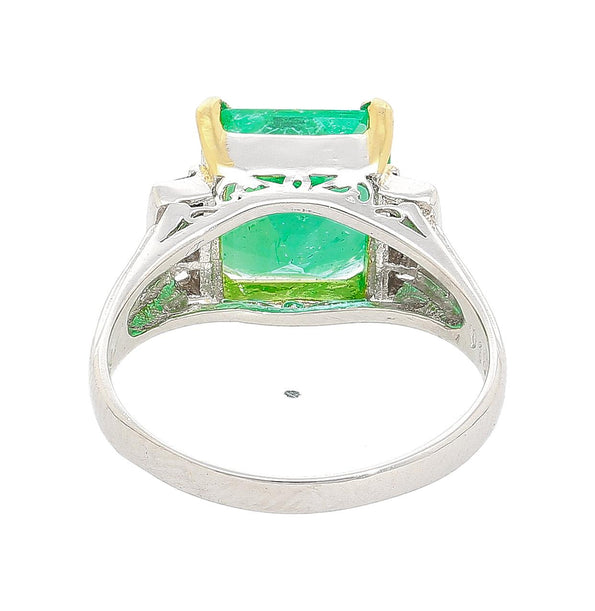 GIA Certified 2.91 Carat Colombian Emerald & Diamond Platinum Ring