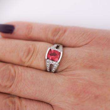 GIA Certified 3 Carat No Heat Red Spinel & Diamond Cocktail Platinum Ring – Assay Jewelers