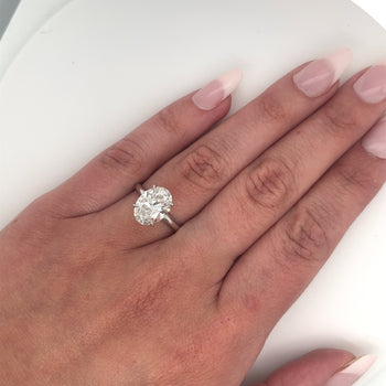 GIA Certified 3 Carat Oval Cut Lab Grown CVD Diamond Solitaire Engagement Ring in 14K White Gold – Assay Jewelers