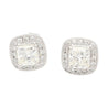 GIA Certified 3 Carat Total Radiant Cut Diamond Stud Earrings in 18K White Gold