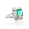 GIA Certified 3.07 Carat Colombian Emerald & Diamond Platinum Ballerina Ring