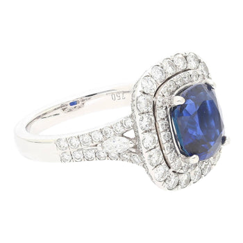 GIA Certified 3.12 Carat Cushion Cut No Heat Sapphire & Diamond Ring – Assay Jewelers