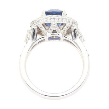 GIA Certified 3.12 Carat Cushion Cut No Heat Sapphire & Diamond Ring – Assay Jewelers