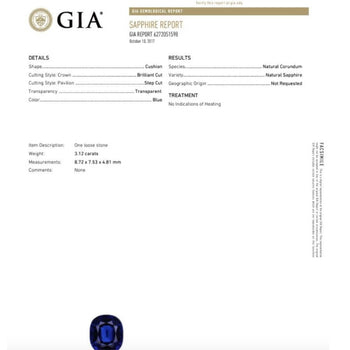 GIA Certified 3.12 Carat Cushion Cut No Heat Sapphire & Diamond Ring – Assay Jewelers