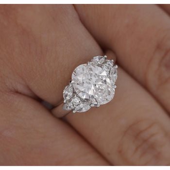 GIA Certified 3.23 Carat TW Oval Lab Grown Diamond Platinum Engagement Ring – Assay Jewelers