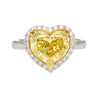 GIA Certified 3.32 Carat Fancy Intense Yellow Heart Cut Diamond Engagement Ring