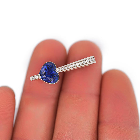 GIA Certified 3.5 Carat Heart Blue Sri Lanka Sapphire Diamond 18K Drop Pendant